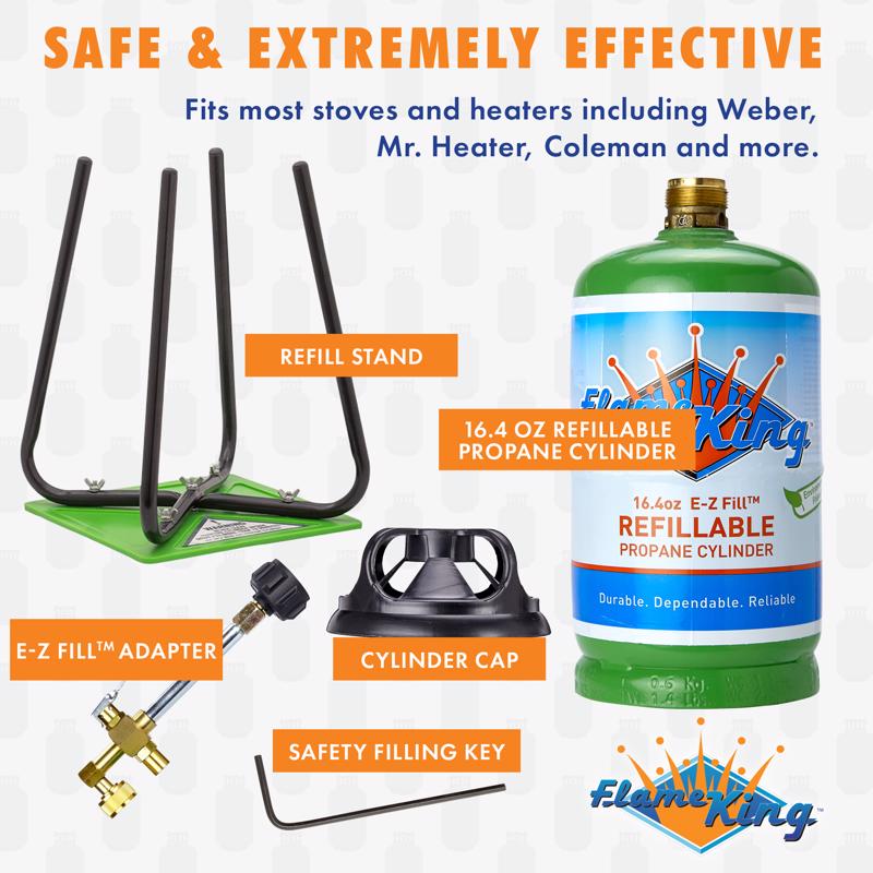Flame King 16.4 oz Steel Refill Propane Cylinder Kit