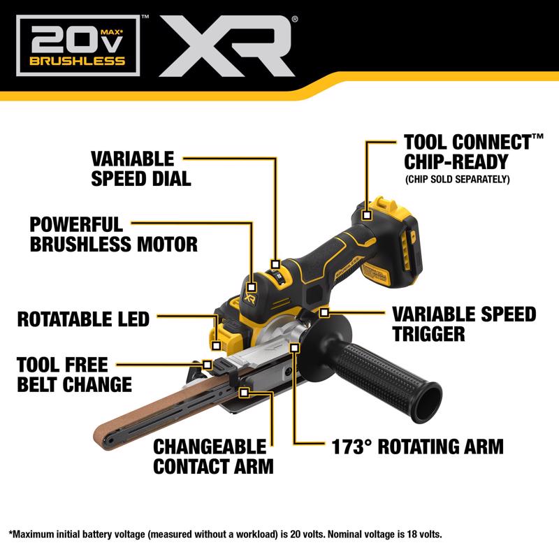 DeWalt 20V MAX XR 0.5 in. W X 18 in. L Cordless Bandfile Sander Tool Only