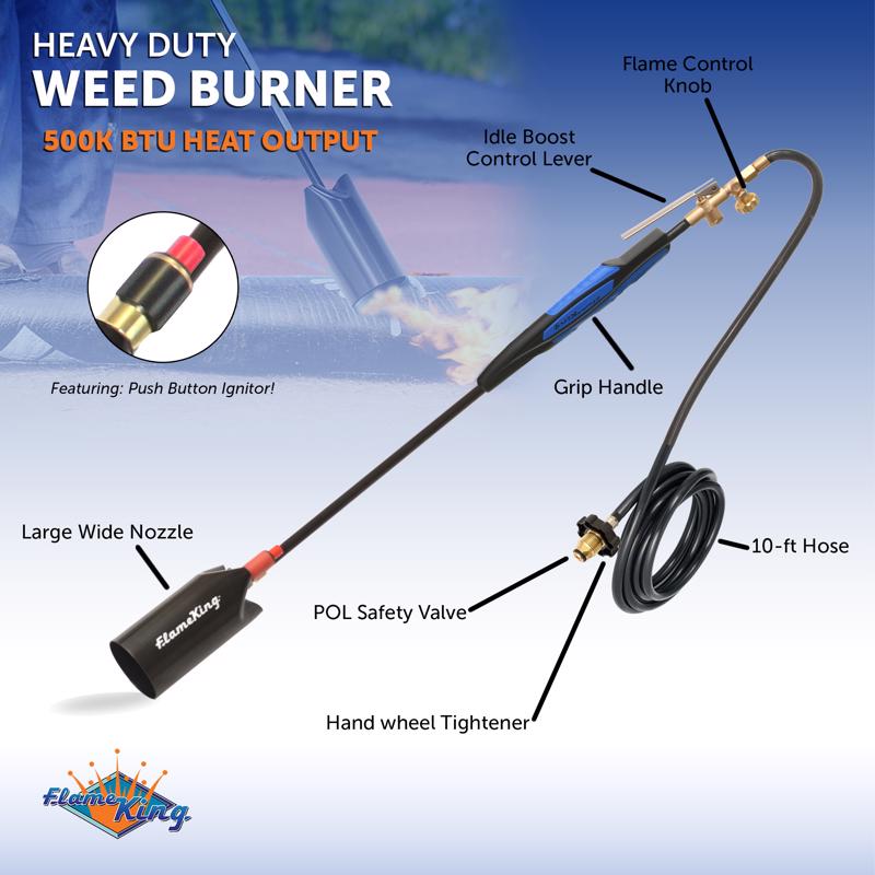 Flame King 500K BTU With Piezo Ignitor Weed Burner Weed Torch Kit 1 pc Propane