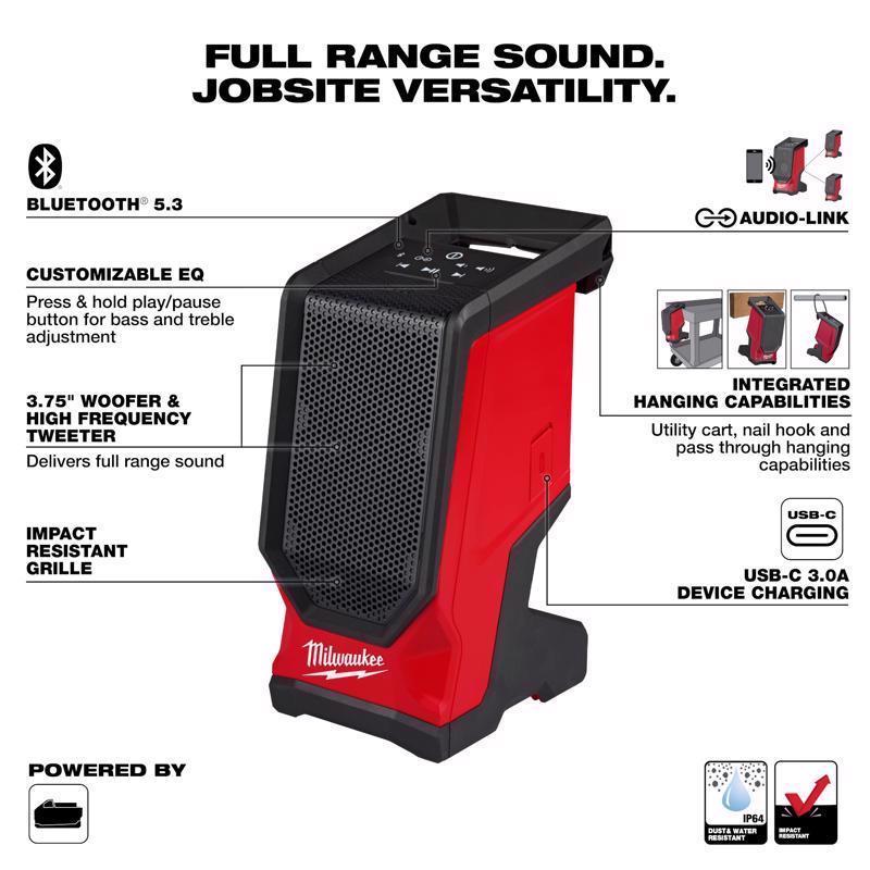 Milwaukee Tool M18 Wireless Bluetooth Jobsite Speaker