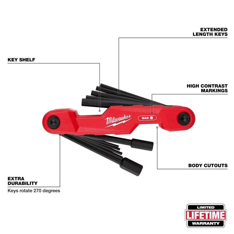 Milwaukee SAE Fold-Up Hex Key Set 1 pc