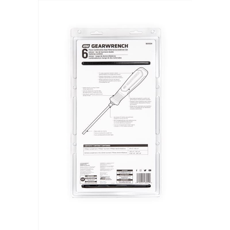 Gearwrench Phillips/Slotted Screwdriver Set 6 each