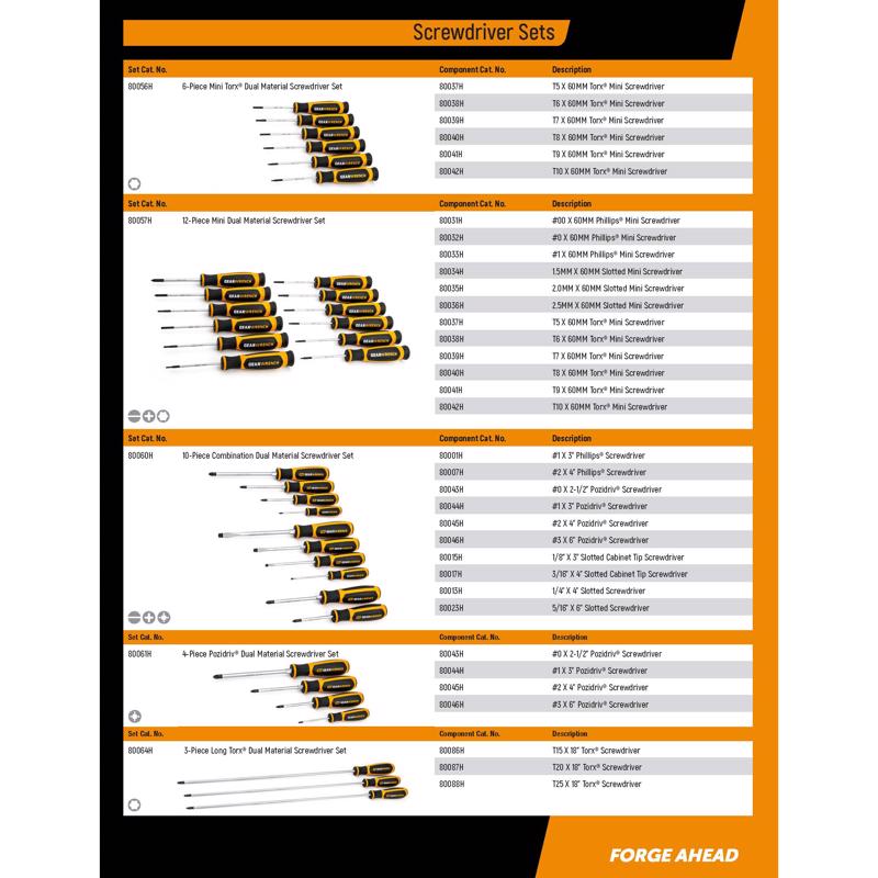 Gearwrench Phillips/Slotted Screwdriver Set 6 each