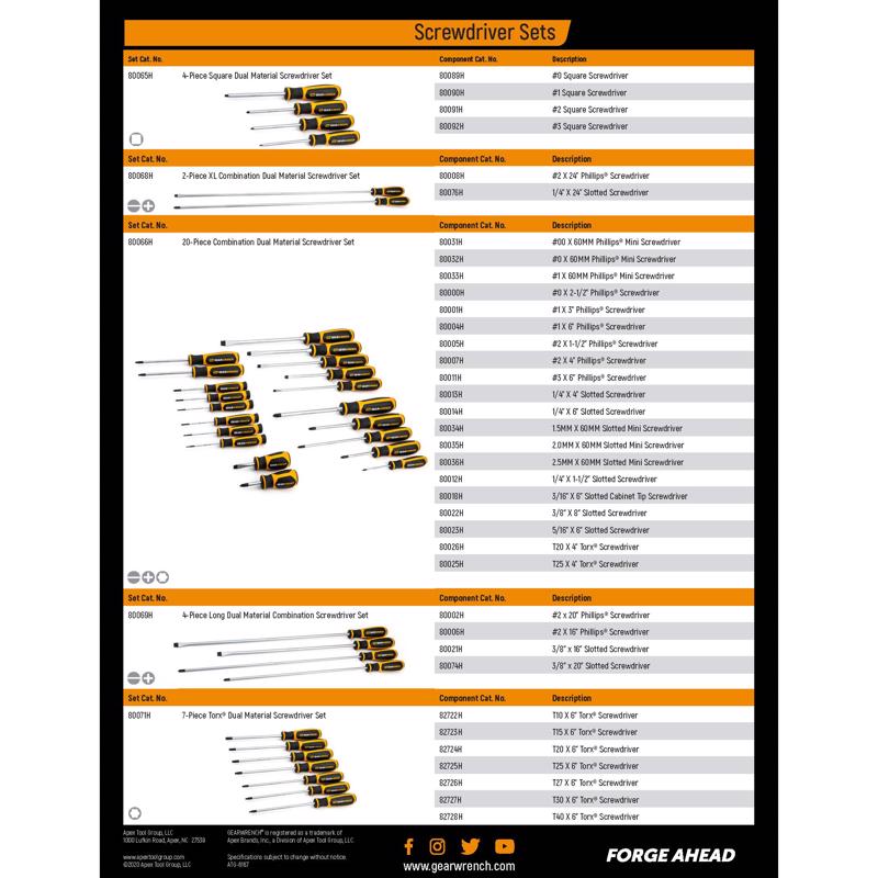 Gearwrench Phillips/Slotted Screwdriver Set 6 each