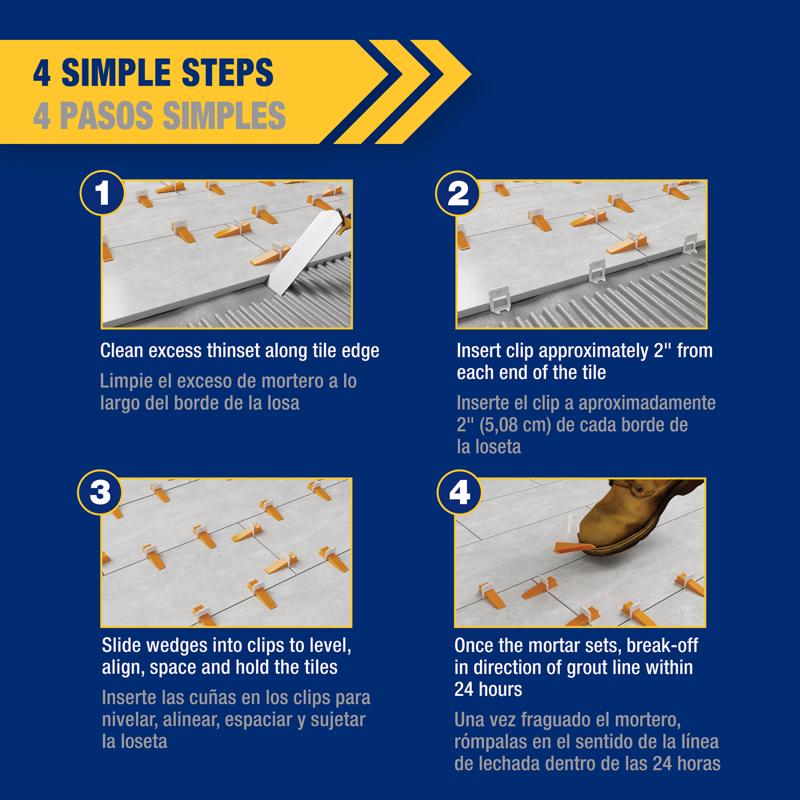 QEP Xtreme 1.29 in. H X 0.13 in. W Plastic Tile Leveling Clips 500 pc