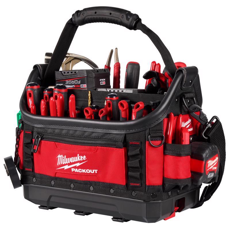 Milwaukee Packout 11 in. W X 13.5 in. H Ballistic Polyester Tote Bag 39 pocket Black/Red 1 pc