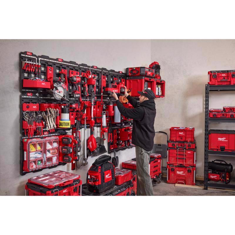 Milwaukee PACKOUT 30.75 in. W X 20 in. H Large Wall Mounted Plate Polypropylene 18 compartments Blac