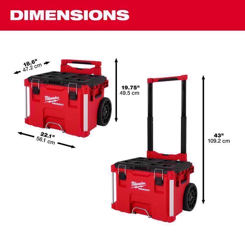 Milwaukee Packout 18.6 in. Rolling Tool Box Black/Red