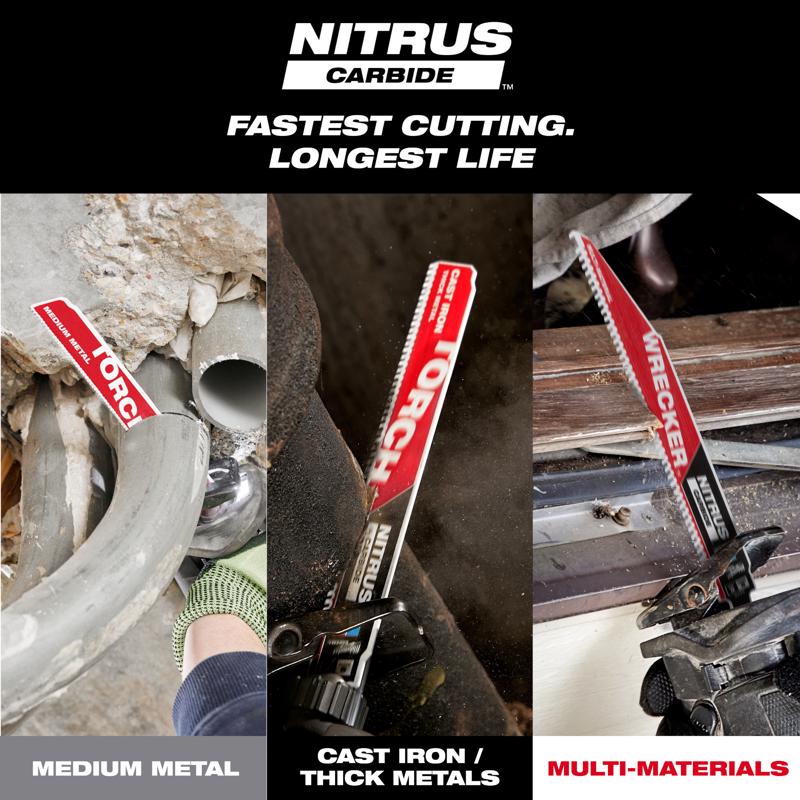 Milwaukee Torch 9 in. Nitrus Carbide Reciprocating Saw Blade 10 TPI 1 pk