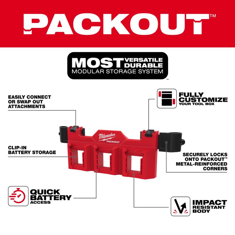 Milwaukee PACKOUT Battery Rack Black/Red