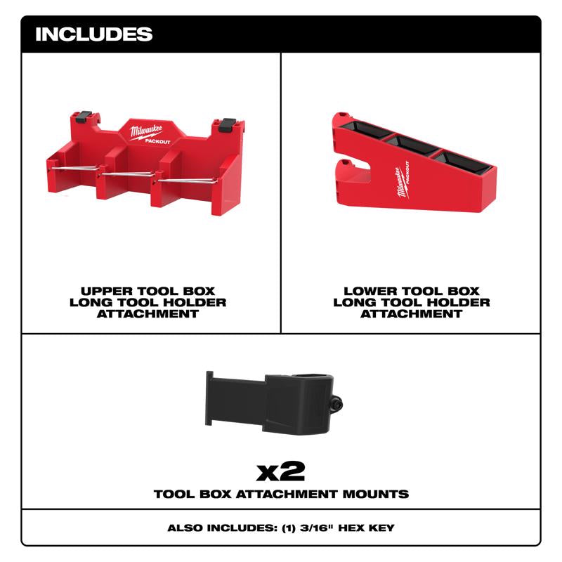 Milwaukee PACKOUT Tool Box Attachment Long Tool Holder Tool Rack Black/Red