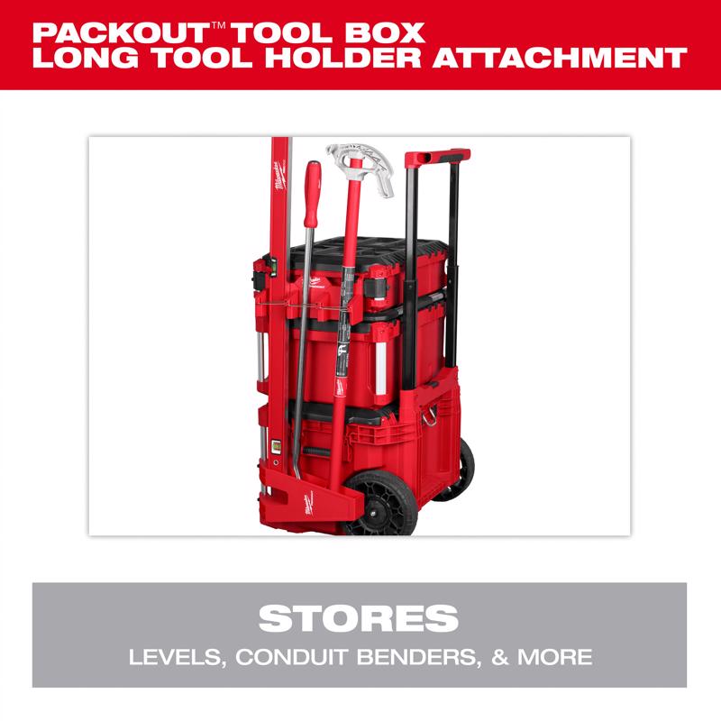 Milwaukee PACKOUT Tool Box Attachment Long Tool Holder Tool Rack Black/Red