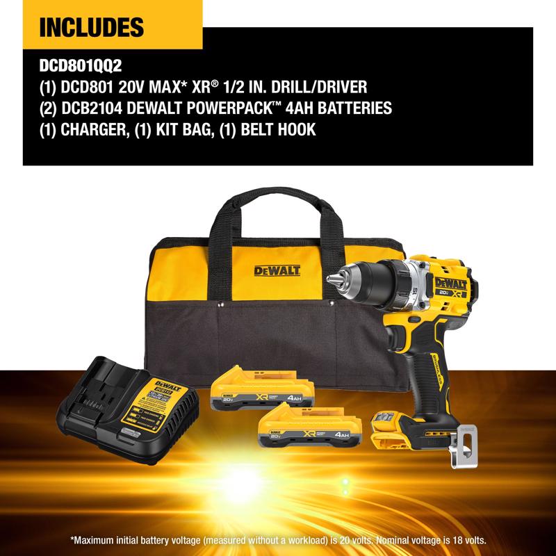 DeWalt 20V MAX XR 1/2 in. Brushless Cordless Drill/Driver Kit (Battery & Charger)