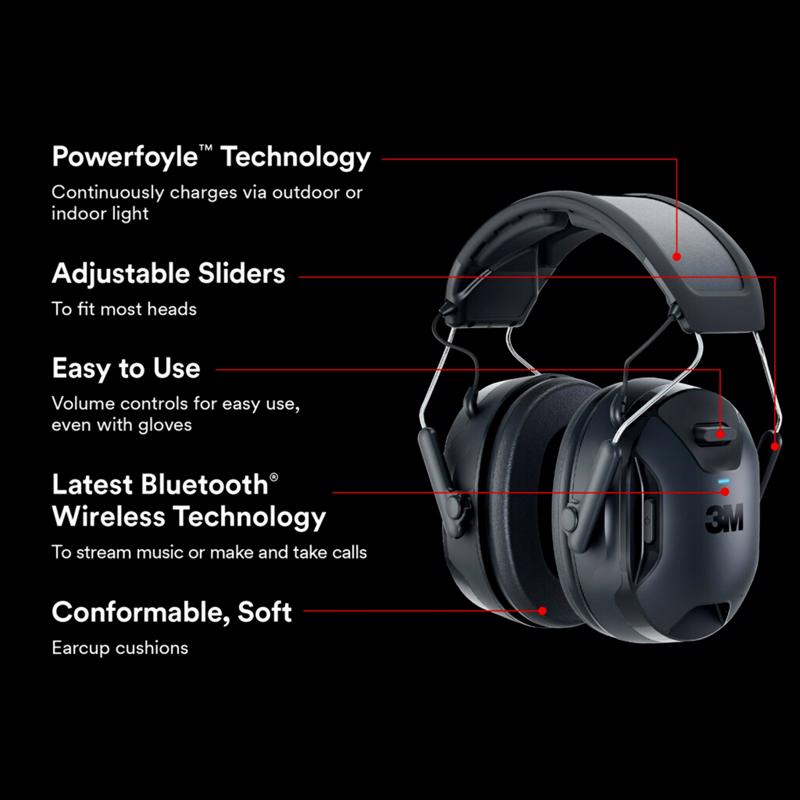 3M WorkTunes 26 dB Plastic Hearing Protector Black 1 pk