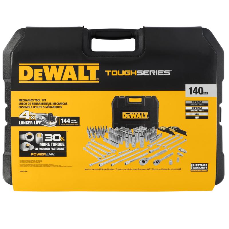 DeWalt ToughSeries 1/4 and 3/8 in. drive Metric/SAE Mechanic's Tool Set 140 pc