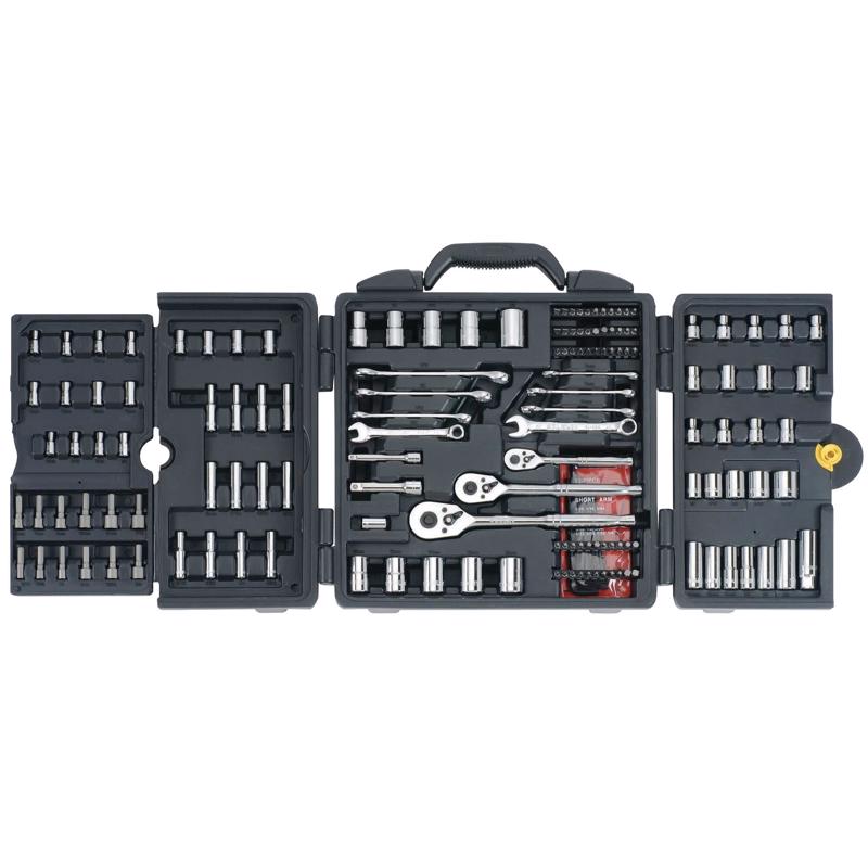 Stanley 1/4 & 3/8 & 1/2 in. drive Metric/SAE Socket and Ratchet Set 170 pc