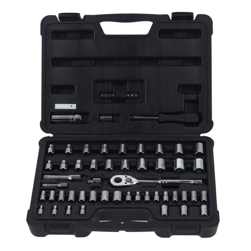 Stanley 1/4 and 3/8 in. drive Metric/SAE Mechanic's Tool Set 60 pc