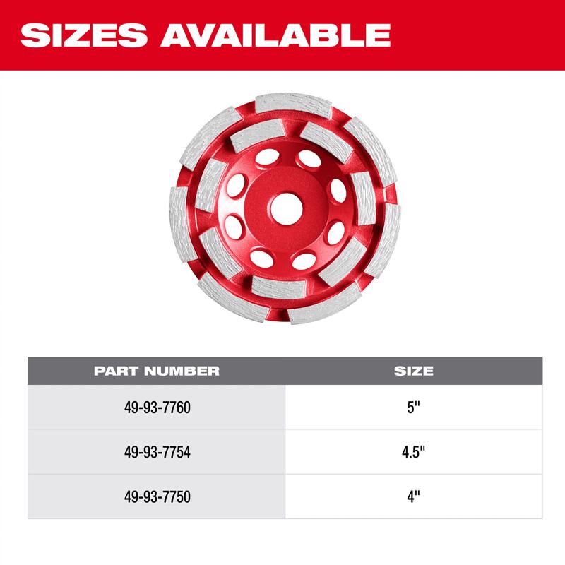Milwaukee Diamond Max 4 in. D X 5/8-11 in. Double Row Diamond Cup Wheel