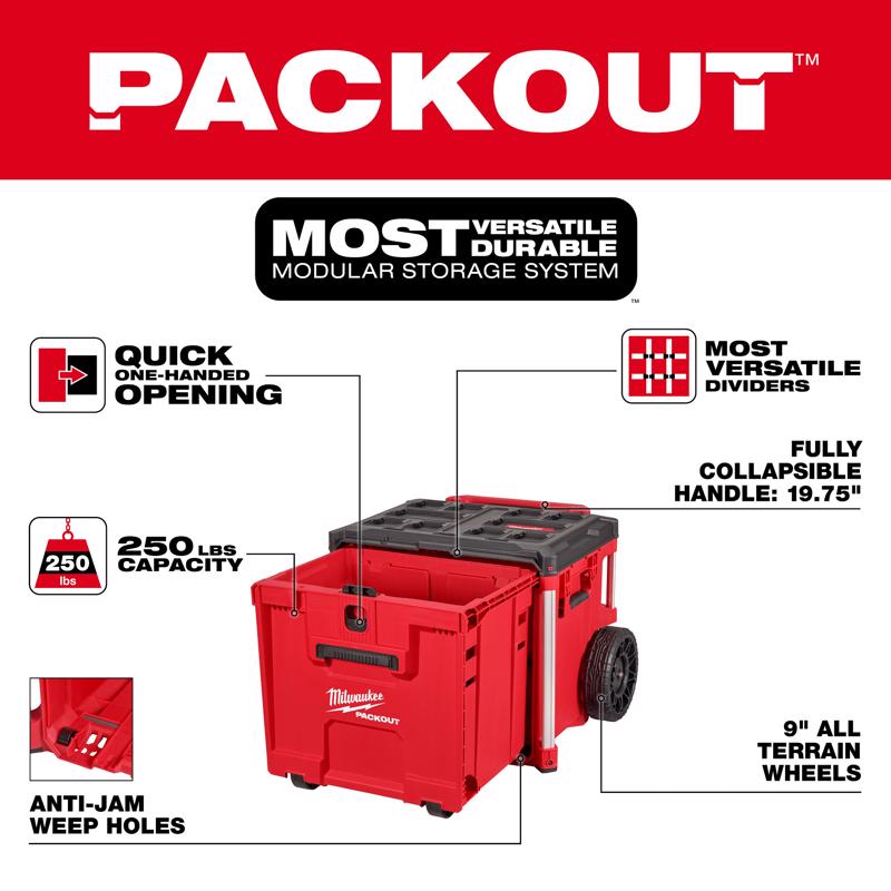 Milwaukee Packout 19 in. Rolling Tool Box Red