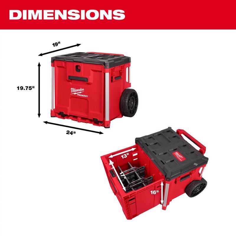 Milwaukee Packout 19 in. Rolling Tool Box Red
