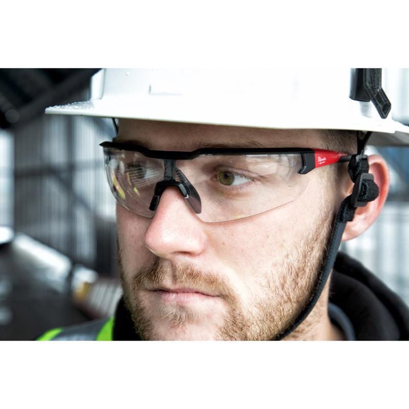 Milwaukee Safety Glasses Clear Lens Black/Red Frame 1 pk