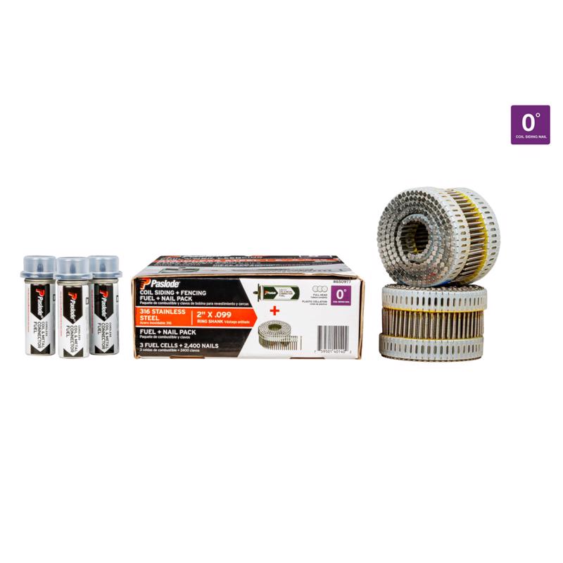Paslode 2 in. L Straight Coil Stainless Steel Fuel and Nail Kit 30 deg 1 pk