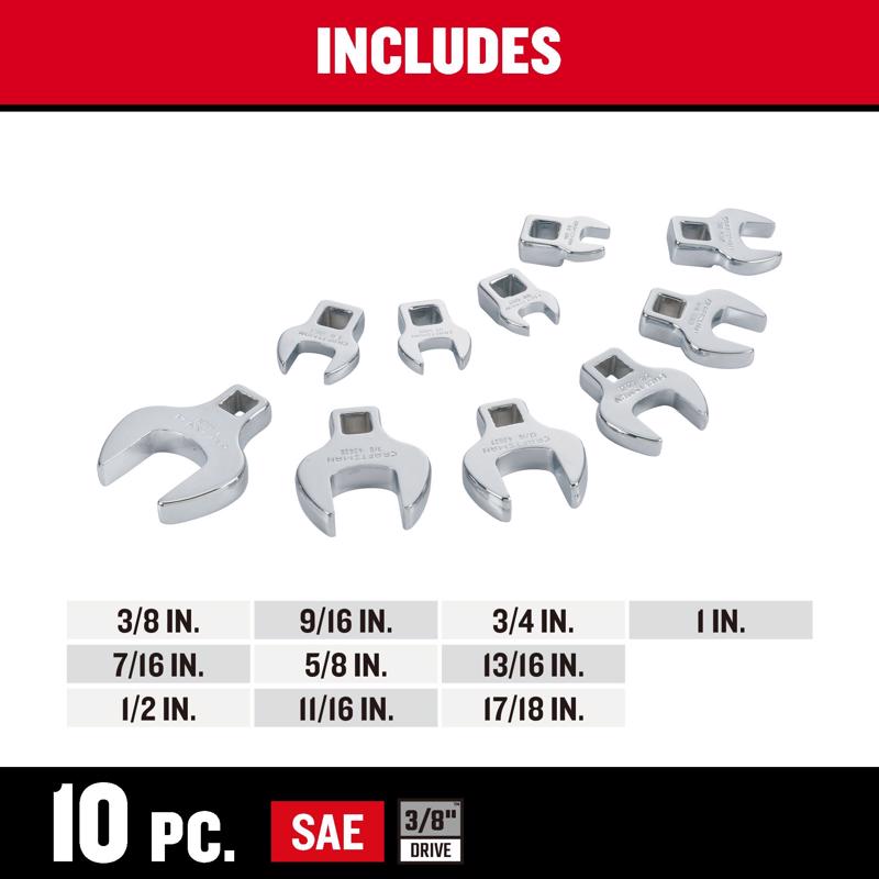 Craftsman SAE Open End Crowfoot Wrench Set 10 pc