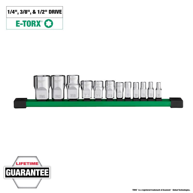 Milwaukee 1/4 & 3/8 & 1/2 in. drive SAE External Torx Socket Set 12 pc