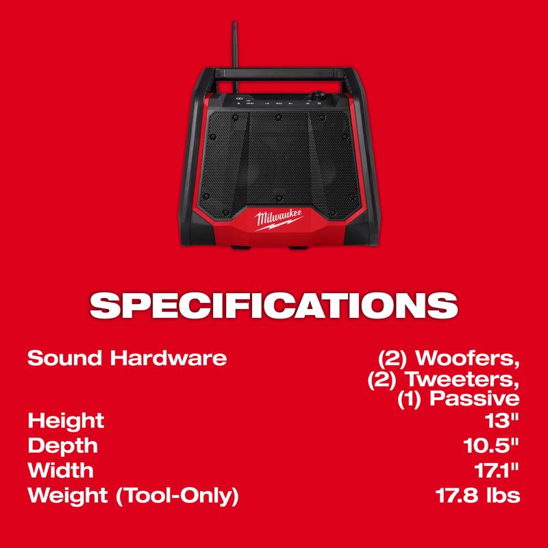 Milwaukee Wireless Bluetooth Weather Resistant Radio + Charger