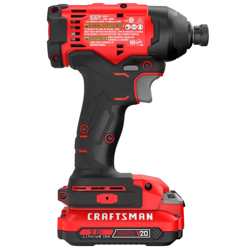 Craftsman V20 1/4 in. Cordless Brushed Impact Driver Kit (Battery & Charger)