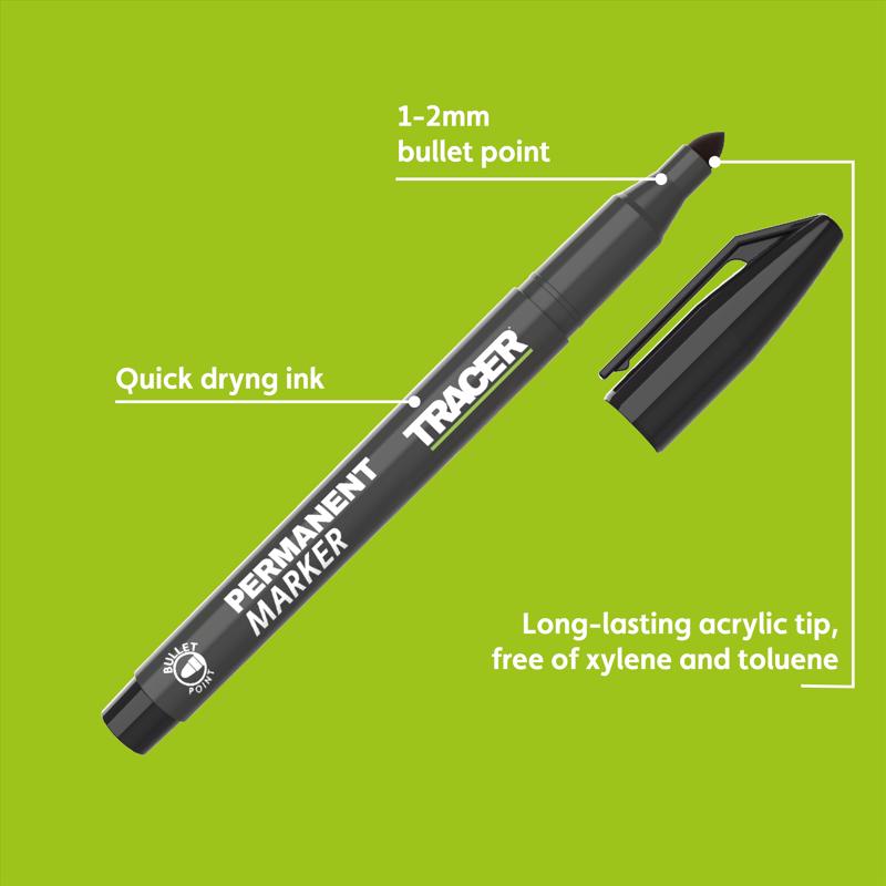 Tracer 6 in. L Permanent Marker Black 1 pc