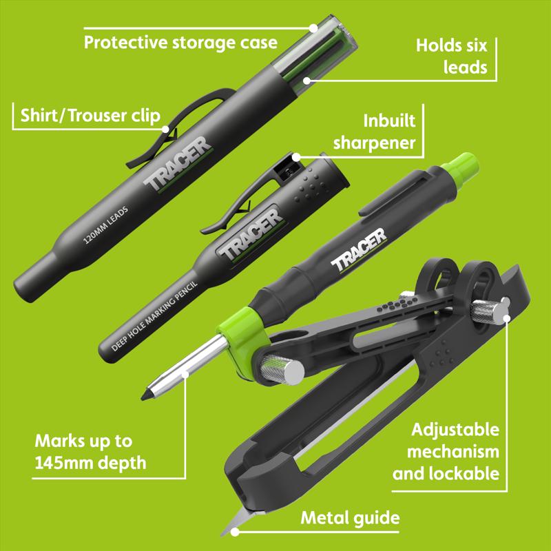 Tracer ProScribe 6.5 in. L X 0.11 in. D Aluminum/Plastic Kit with Deep Hole Pencil & Lead Refills Co