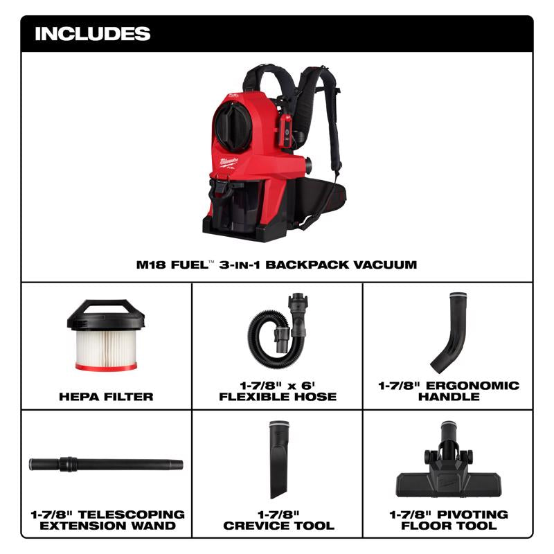 Milwaukee Fuel 1 gal Cordless Backpack Vacuum