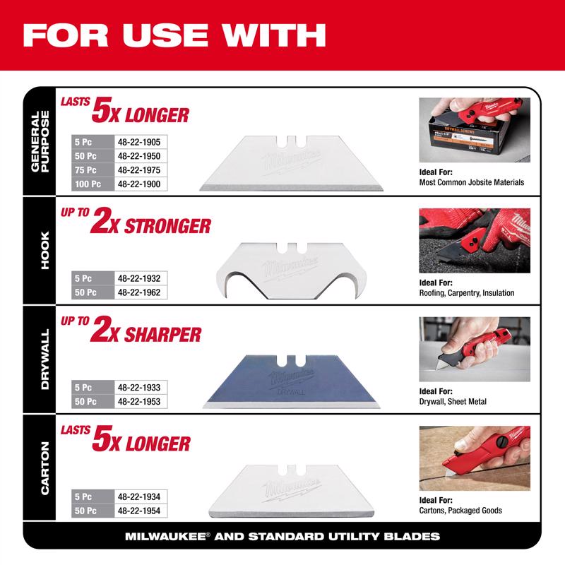 Milwaukee 6 in. Flip Folding Utility Knife Red 3 pc