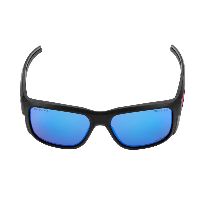 Milwaukee Anti-Fog Polarized Wrap Around Safety Glasses Blue Mirror Lens Black Frame 1 pair