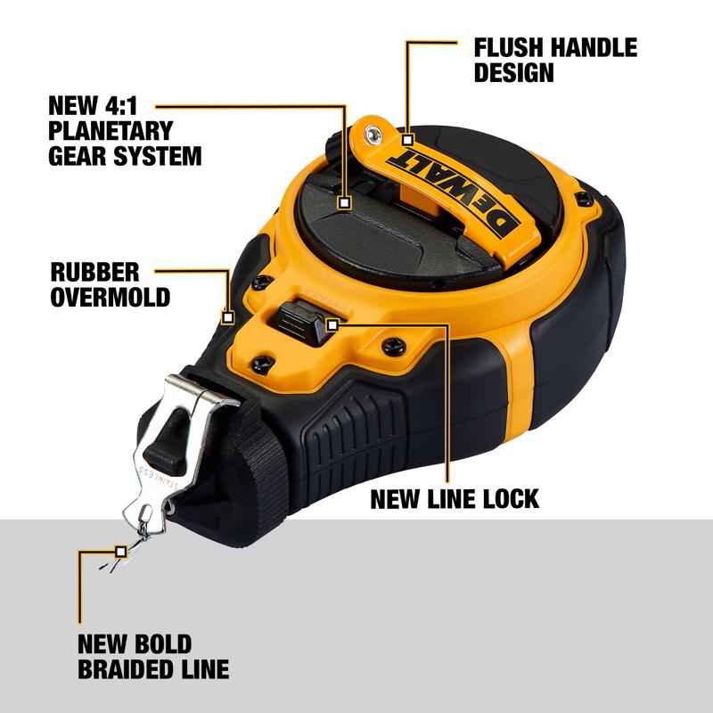DeWalt Red Bi-Material Chalk Line Reel Kit Bold Braided Line