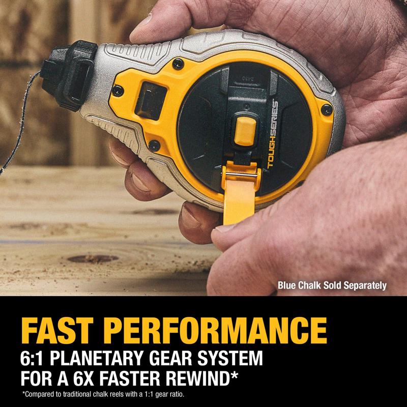 DeWalt Toughseries Red Chalk Line Reel Kit Bold Braided Line