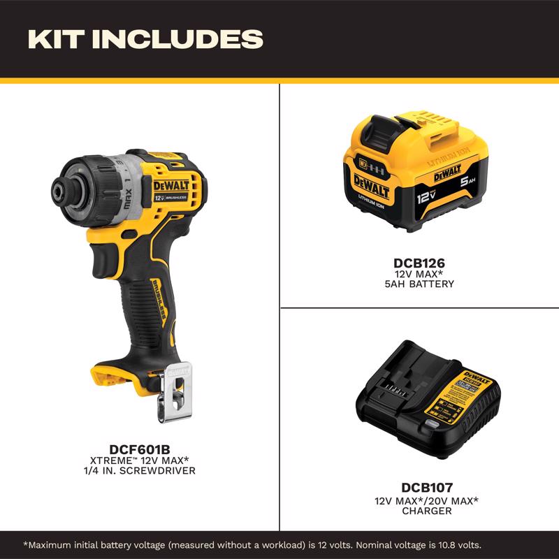 DeWalt 12V MAX Extreme Brushless Cordless Powered Screwdriver Kit (Battery & Charger)