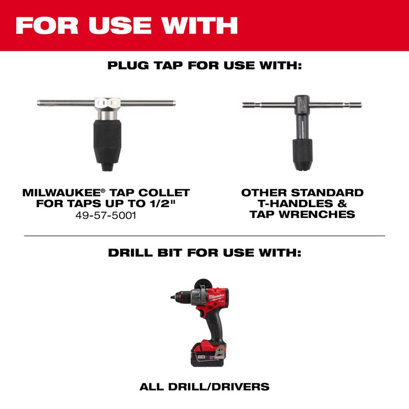 Milwaukee High Carbon Steel Metric Plug Tap and Drill Bit Set 2 pc
