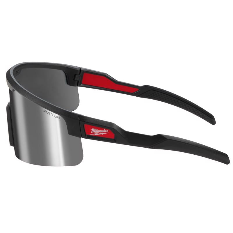 Milwaukee Wrap Around Safety Glasses Silver Mirror Lens Black Frame 1 pair