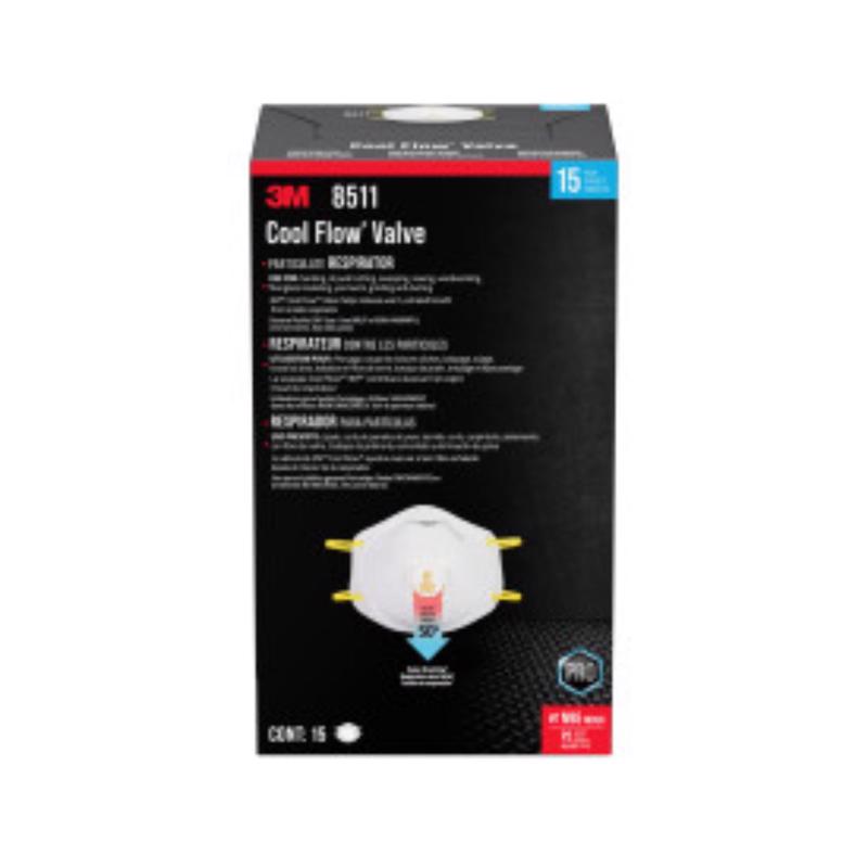 3M Cool Flow N95 Disposable Particulate Respirator Valved White 15 pk