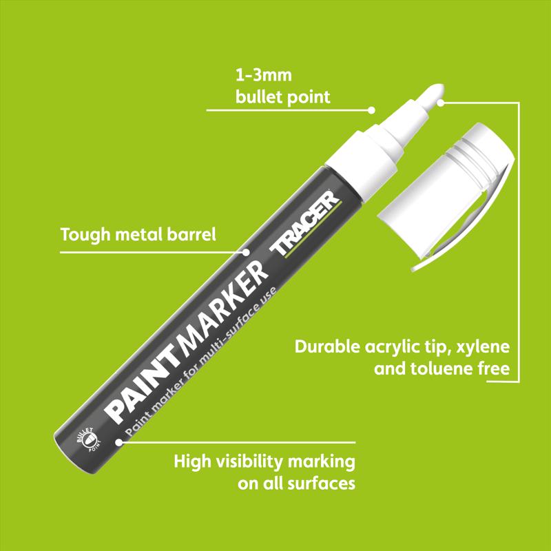 Tracer 8 in. L Paint Marker White 1 pc