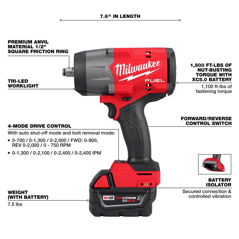 Milwaukee M18 FUEL 1/2 in. High Torque Impact Wrench Kit