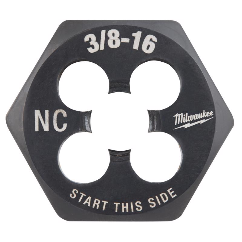Milwaukee High Carbon Steel SAE Hexagon Die 3/8-16 NC 1 pc