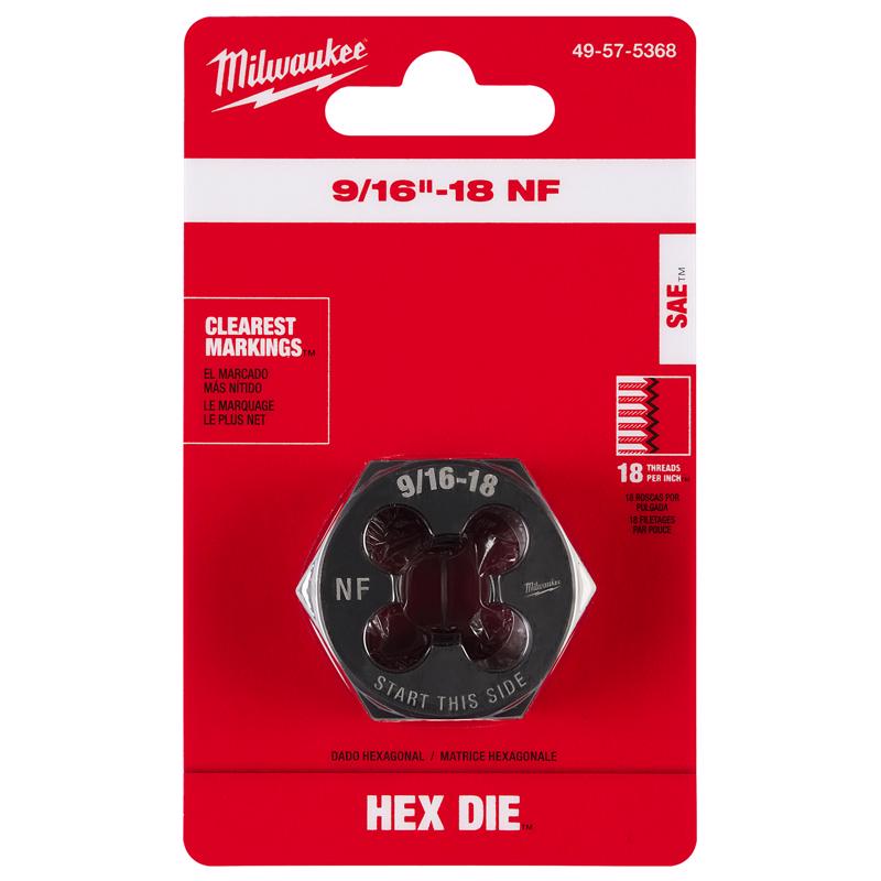Milwaukee High Carbon Steel SAE Hexagon Die 9/16-18 NF 1 pc