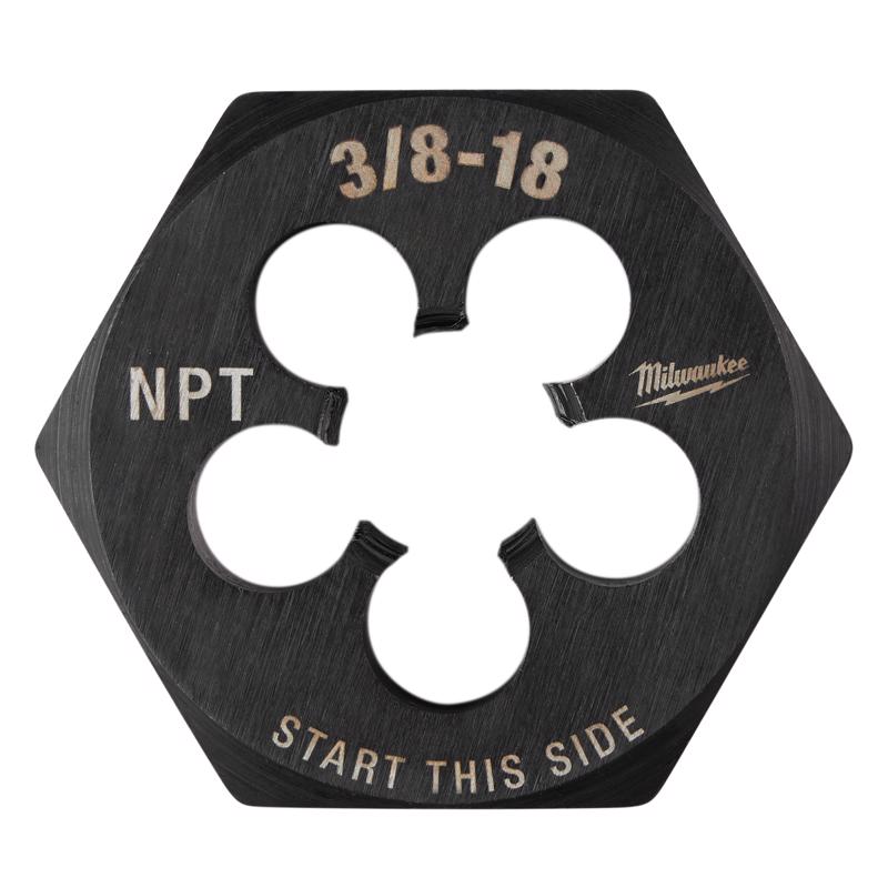 Milwaukee High Carbon Steel Hexagon Die 3/8-18 NPT 1 pc