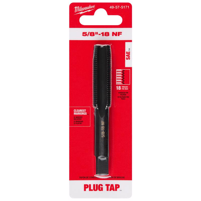Milwaukee High Carbon Steel SAE Straight Plug Tap 5/8-18 NF 1 pc