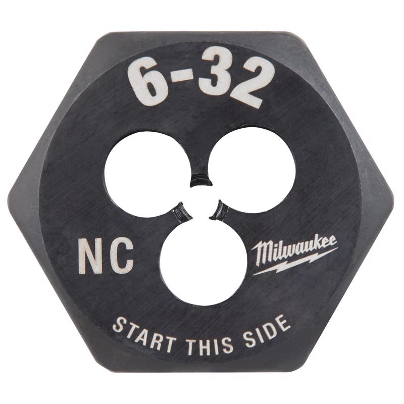 Milwaukee High Carbon Steel SAE Hexagon Die 6-32 NC 1 pc