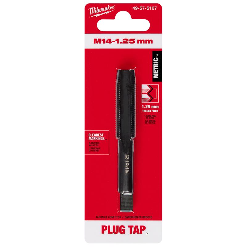 Milwaukee High Carbon Steel Metric Straight Plug Tap M14-1.25 mm 1 pc
