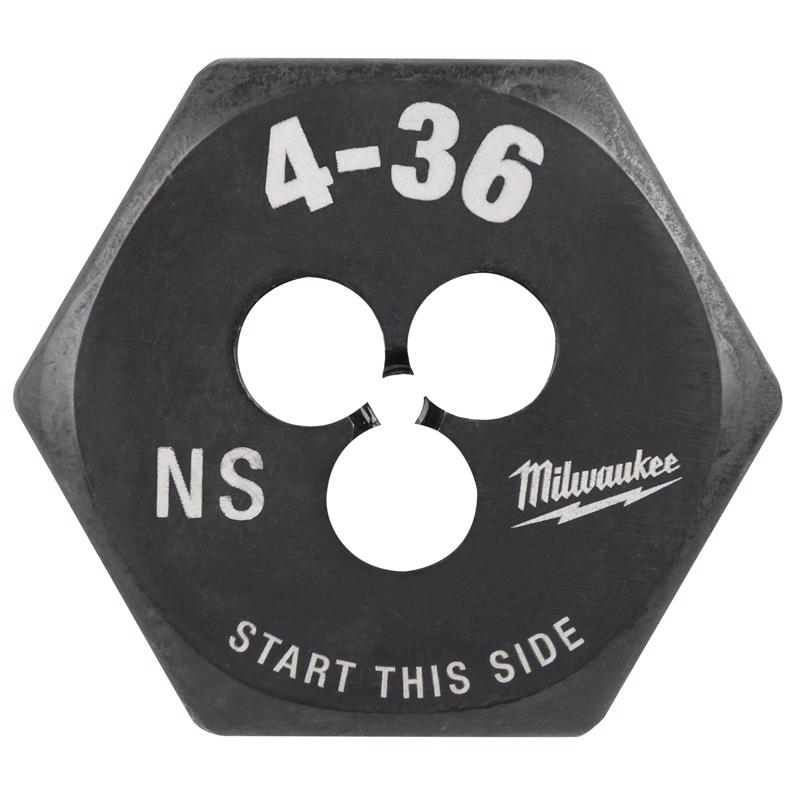Milwaukee High Carbon Steel SAE Hexagon Die 4-36 NS 1 pc